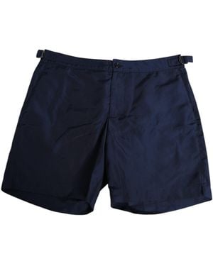 Dolce & Gabbana Navy Blue Polyester Logo Buckle Waist Swimwear