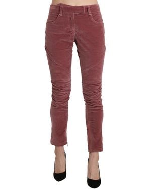 Ermanno Scervino Mid Waist Skinny Cotton Pants - Red