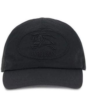 Burberry Knight Stamp Gabardine Baseball Cap - Black