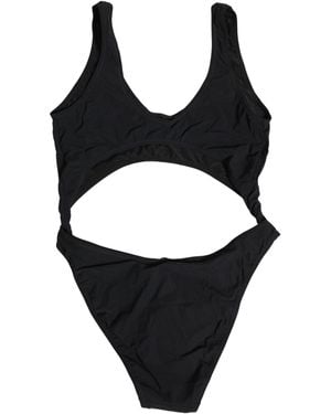 Dolce & Gabbana Black Cutout Logo One Piece Swimsuit Swimwear
