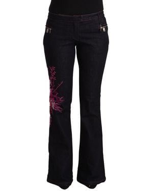 Exte Black Cotton Stretch Mid Waist Flared Denim Jeans