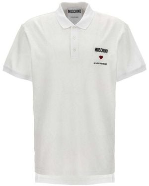 Moschino In Love We Trust Cotton Polo - White