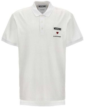 Moschino In Love We Trust Cotton Polo - White