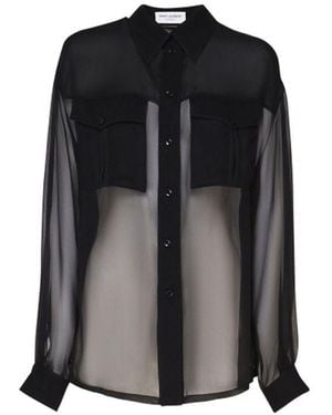 Saint Laurent Silk Crepe Muslin Shirt - Black