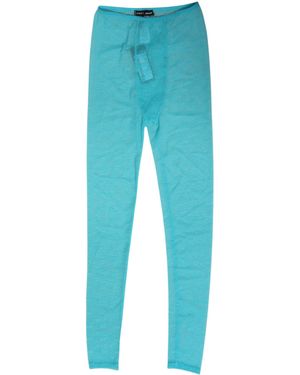 Dolce & Gabbana Nylon Logo Lace Leggings Trousers Underwear Elastane - Blue