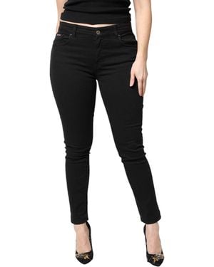 Dolce & Gabbana Cotton Mid Waisted Skinny Denim Jeans - Black