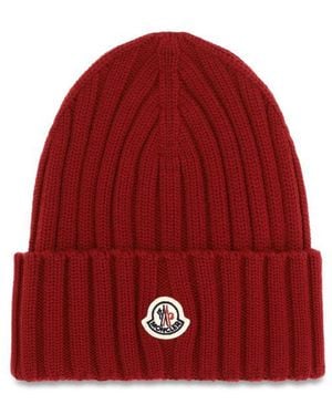 Moncler Multicolor Wool Oves Aries Beanie - Red