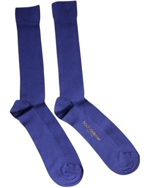 Dolce & Gabbana Purple Cotton Logo Over The Calf Socks