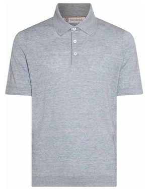Brunello Cucinelli Light Blue Linen Shortsleeve Shirt