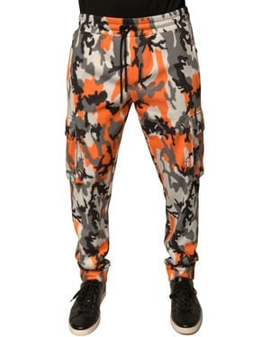 Dolce & Gabbana Multicolour Camouflage Cargo Jogger Trousers - Orange