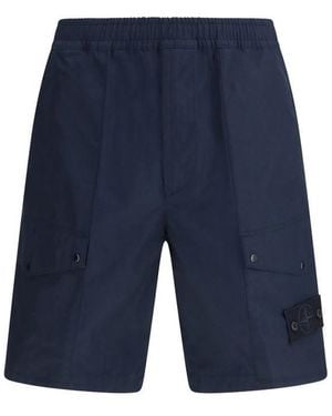Stone Island Blue Cotton Bermuda Shorts