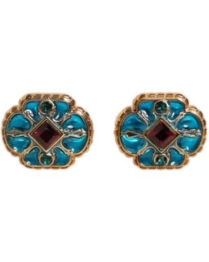 Dolce & Gabbana Brass Enamelled Flower Cufflink - Blue