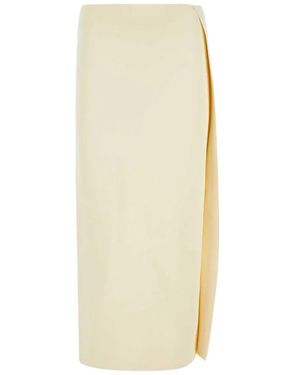 Jil Sander White Viscose Midi Skirt
