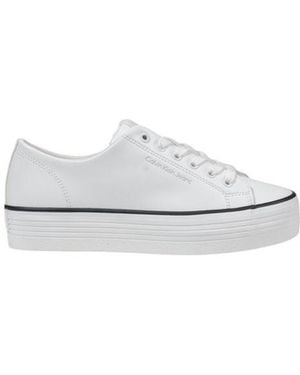 Calvin Klein Black And White Leather Platform Trainers