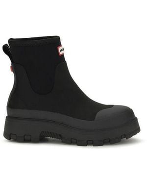 HUNTER Black Rubber Chelsea Boots
