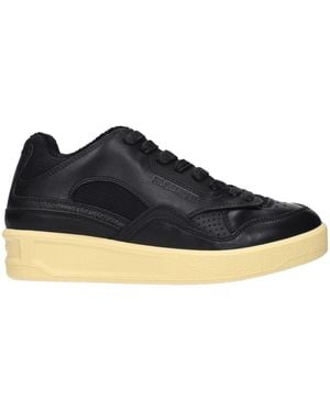 Jil Sander Black Leather Low Top Sneakers - Blue