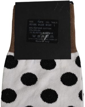 Dolce & Gabbana White Polka Dot Over The Calf Accessory Socks - Black