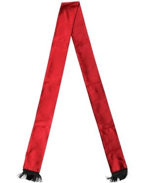 Dolce & Gabbana Red Silk Fringes Neck Wrap Foulard Scarf