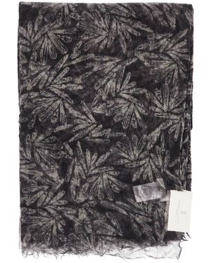 Brunello Cucinelli Leaf Print Lightweight Scarf - Grey