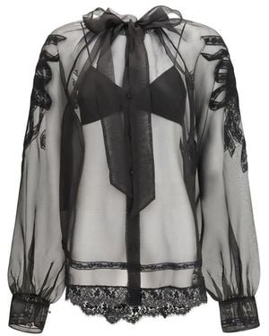 Ermanno Scervino Black Silk Shirt - Gray