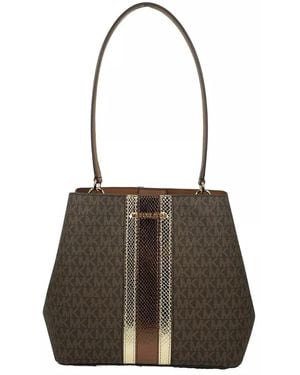 Michael Kors Medium Pratt Bucket Shoulder Bag Purse Brown - Black