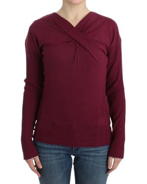 Roberto Cavalli Elegant Keyhole Wool Jumper - Purple