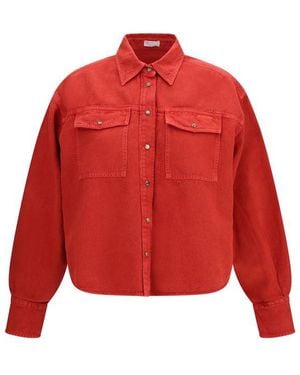 Brunello Cucinelli Multicolour Cotton Dress Shirt - Red