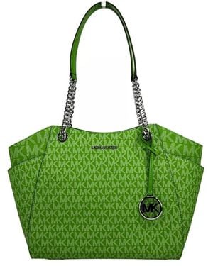Michael Kors Jet Set Large Chain Shoulder Tote Bag Jungle Green