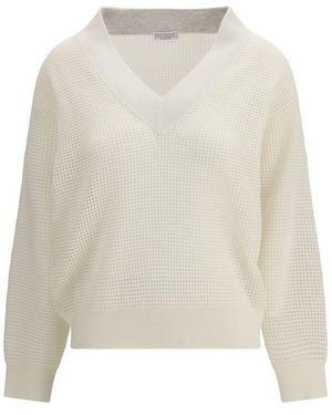 Brunello Cucinelli Cream Cashmere Cashmere Jumper - White