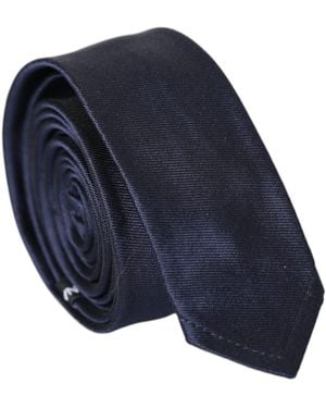 Dolce & Gabbana Blue Solid Silk Adjustable Tie Men