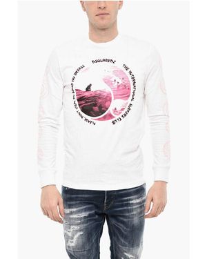 DSquared² ² Long Sleeve Cotton Crew-Neck T-Shirt - White