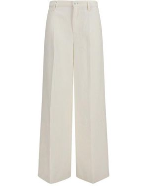 7FOR White Cotton Casual Pants