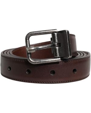 Dolce & Gabbana Leather Metal Buckle Belt - Brown