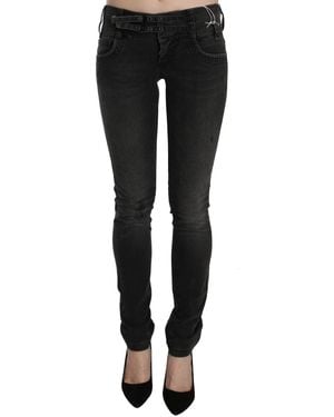 John Galliano Black Washed Low Waist Slim Fit Skinny Denim Pants Jeans
