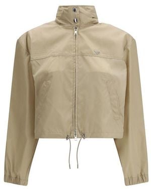 Prada Beige Recycled Polyamide Shell Jacket - Natural
