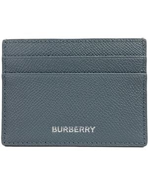 Burberry Sandon Business Small Gray Grained Leather Card Case Wallet