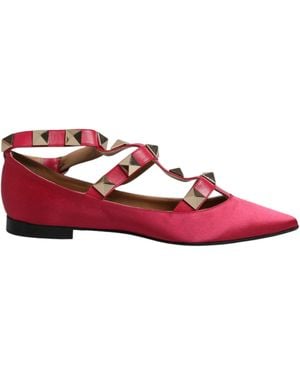 PROSPERINE® Red Gold Studded Pointed Toe Ballet Flats Shoes