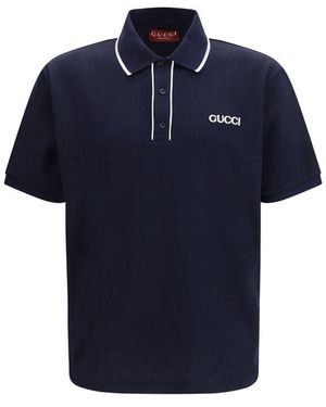 Gucci Blue Cotton Polo Shirt
