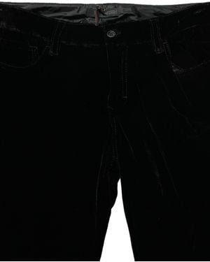 Ermanno Scervino Black Viscose Blend Velvet Slim Fit Pants