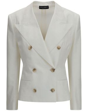 Dolce & Gabbana White Cotton Blazer - Grey