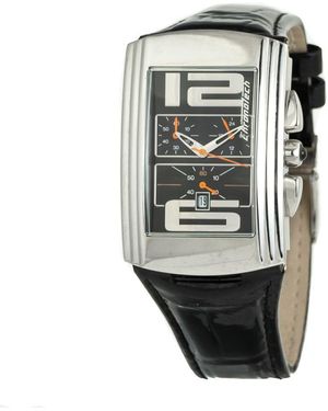 Chronotech Black Leather Watch - Gray