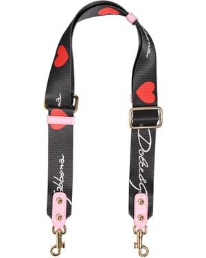 Dolce & Gabbana Strap Canvas Heart Logo Bag Accessory Shoulder - Black