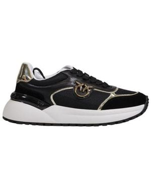 Pinko Black Leather Low Top Trainers