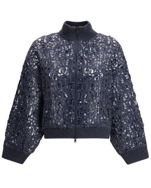 Brunello Cucinelli Sequined Cardigan - Blue