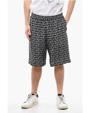 Burberry Chain Printed Silk Shorts With Elastic Waistband - Grey