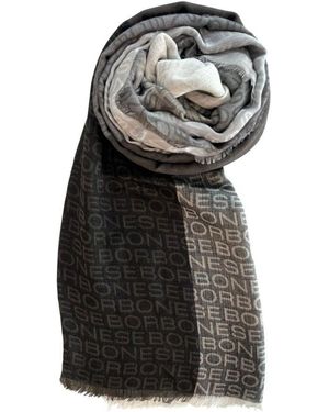 Borbonese Multicolor Modal Scarf With Micro Fringe From Italy - Black