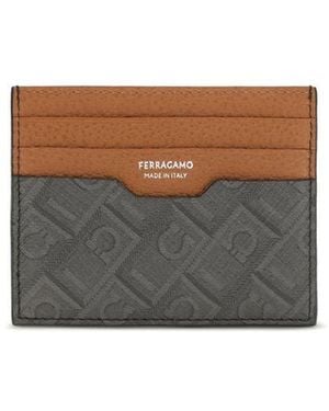 Ferragamo Brown Calf Leather Bos Taurus Wallet - Gray