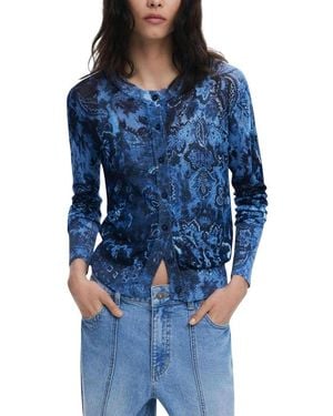 Desigual Blue Viscose Cardigan