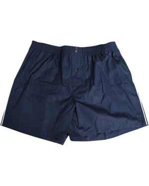 Dolce & Gabbana Navy Blue Cotton Elastic Waistband Button Swimwear