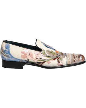 Dolce & Gabbana Multicolor Embroidered Sequin Loafers Men\'s Shoes Dolce & Gabbana Black Velvet Embellished Dress Loafers Men main image 4